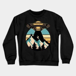 Retro alien ufo mountain hiking Crewneck Sweatshirt